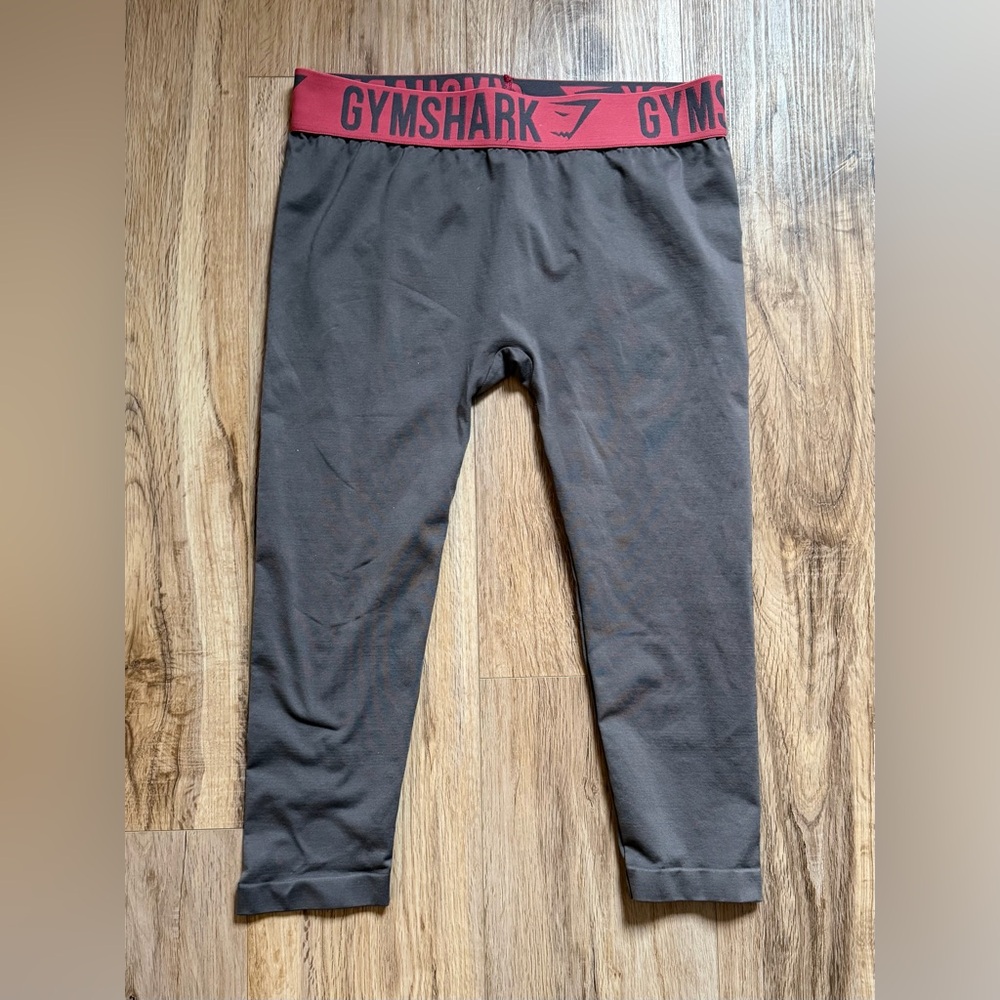 Gymshark Gray Leggings with Pink Waistband